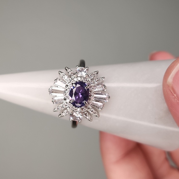 NWT Bomb Party 'Egyptian Love' Tanzanite Rhodium Plated Ring - Size 11 - Picture 10 of 10